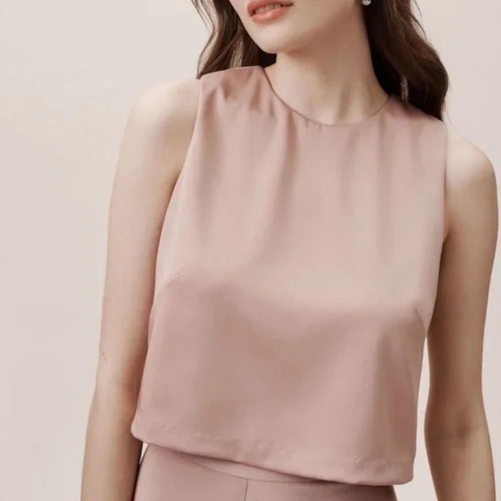 BHLDN Jenny Yoo Crepe Top, Rose, Size 4
